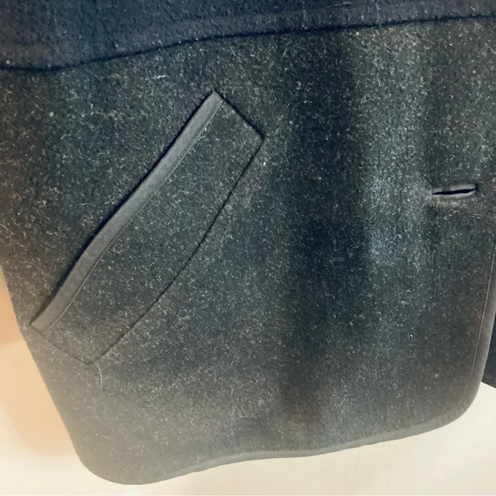 LONDON FOG Sz 14P Wool Blend Quilted Lining Colour Block Button Closure Pea Coat - Picture 11 of 15